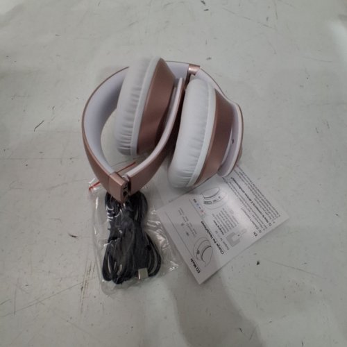 GLYNZAK FOLDABLE WIRELESS BLUETOOTH HEADPHONES - 65H PLAYTIME, 6 EQ MODES - ROSE GOLD/WHITE (MODEL: WH207A) image 2