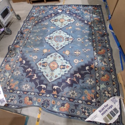 BETTER HOMES & GARDENS PERSIAN MEDALLION OUTDOOR AREA RUG - 7FT X 10FT - BLUE INDIGO image 3