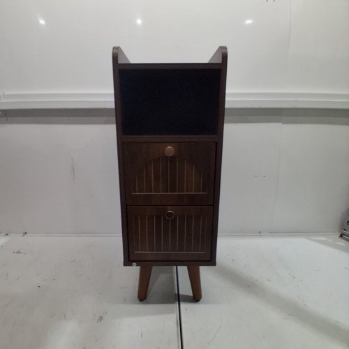 WNUTREES NARROW 2-DRAWER END TABLE/NIGHT STAND - 25.8"LX9.3"W - BROWN image 5