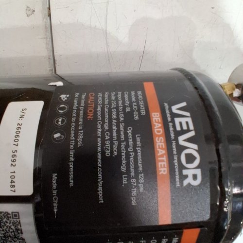 VEVOR BEAD SEATER 87 TO 116 PSI HANDHELD- 2.1 GAL/8L- BLACK (MODEL: XJC-026) image 5