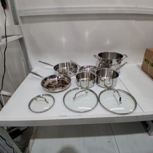 11PC HENCKELS PARADIGM HYBRID CERAMIC NON-STICK TRI-PLY CLAD COOKWARE SET - SILVER (MODEL: 1901727) image 2