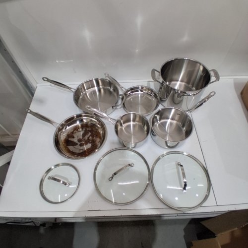 11PC HENCKELS PARADIGM HYBRID CERAMIC NON-STICK TRI-PLY CLAD COOKWARE SET - SILVER (MODEL: 1901727) image 3