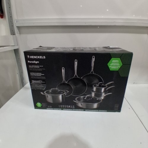 11PC HENCKELS PARADIGM HYBRID CERAMIC NON-STICK TRI-PLY CLAD COOKWARE SET - SILVER (MODEL: 1901727) image 6