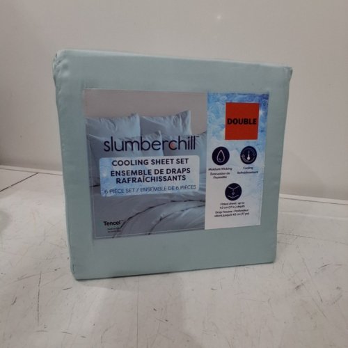 6PC SLUMBERCHILL COOLING BED SHEET SET WITH 4 PILLOW CASES - DOUBLE - BLUE (MODEL: 1976200) image 2