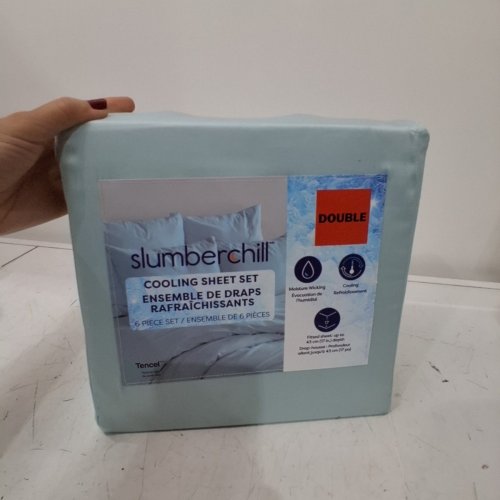 6PC SLUMBERCHILL COOLING BED SHEET SET WITH 4 PILLOW CASES - DOUBLE - BLUE (MODEL: 1976200) image 4
