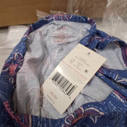 WOMENS IYLA PRINTED DRAPEY V-NECK TANK TOP - MEDIUM - BLUE//PINK image 2