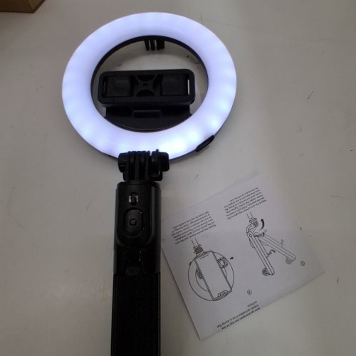 HEYDAY TRIPOD SELFIE STICK WITH RING LIGHT - ADJUSTABLE LED BRIGHTNESS AND LENGTH - 7.7"-30" - BLACK (MODEL: 7229) image 2