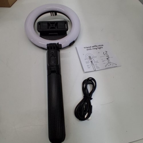 HEYDAY TRIPOD SELFIE STICK WITH RING LIGHT - ADJUSTABLE LED BRIGHTNESS AND LENGTH - 7.7"-30" - BLACK (MODEL: 7229) image 3