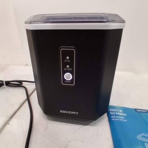 EUHOMY COUNTERTOP ICE MAKER MACHINE WITH HANDLE BASKET AND SCOOP -1.2L - MAKES 26LB/DAY - BLACK (MODEL: IM011-BBL-CAEH) image 2