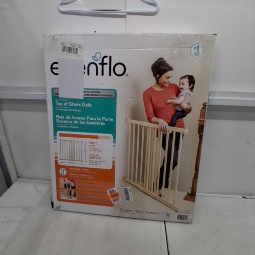 EVENFLO WALK-THRU TOP OF STAIRS EXTRA WIDE BABY & PET GATE - 32" X 30" - 48" - NATURAL WOOD BROWN (MODEL: 1050500 1050) image 3