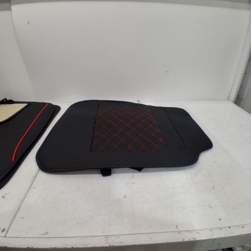 9PC FREESOO FAUX LEATHER SEAT COVER WITH CONCAVE BENCH, FULL SET FRONT AND REAR - UNIVERSAL FIT - BLACK / RED (MODEL: TRUCK-3) image 6