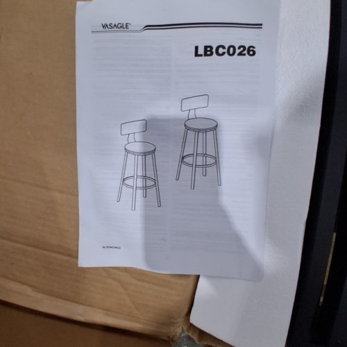 2PK VASAGLE WOOD BAR STOOLS WITH BACK REST - BLACK/BROWN (MODEL: LBC026B01V2) image 3