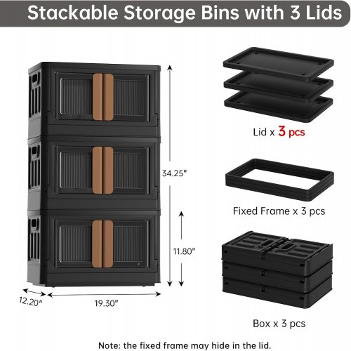 HAIXIN FOLDING STORAGE BOX - 32L - BLACK (MODEL: M-HE021-3B) image 2