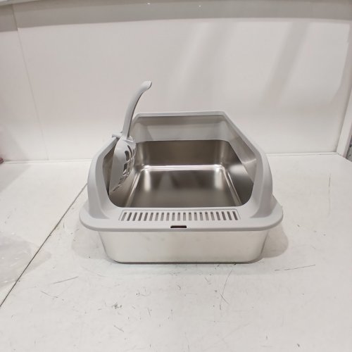 OPEN TOP STEEL CAT LITTER BOX - 14" X 20" - STAINLESS STEEL image 2