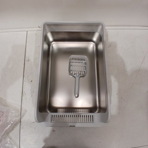 OPEN TOP STEEL CAT LITTER BOX - 14" X 20" - STAINLESS STEEL image 3