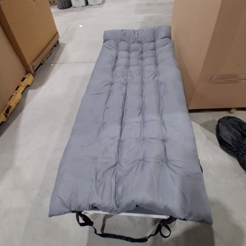 FOLDING CAMPING COT WITH CUSHION - 32" X 80" - GRAY image 2