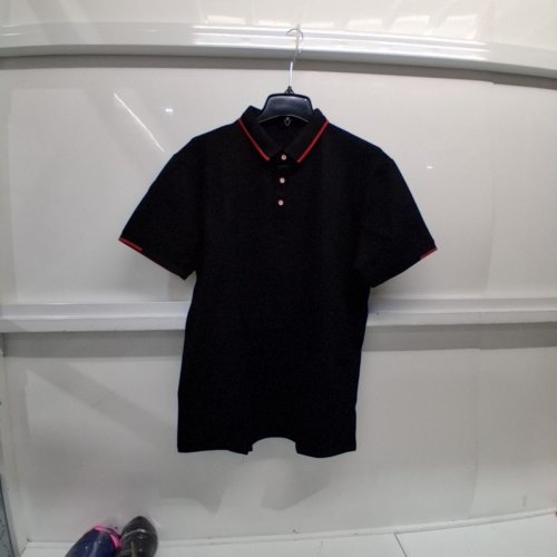 SHORT SLEEVE POLO SHIRT - 3XL - BLACK WITH RED TRIM image 2