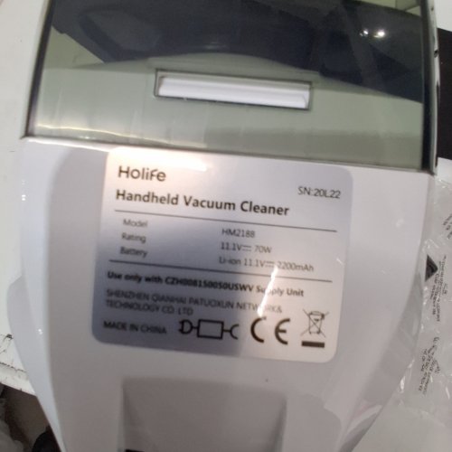 4PC HOLIFE HANDHELD VACUUM CLEANER - 11.1V 70W 2200MAH - WHITE AND BLACK (MODEL: HM2188) image 3