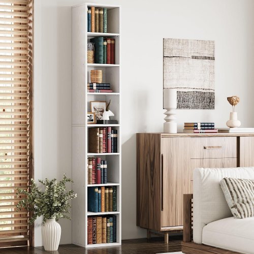 IRONCK 8-TIER TALL NARROW BOOKSHELF - 11.6" X 9.3" X 71.1" - WHITE (MODEL: HK-SG-14) image 2