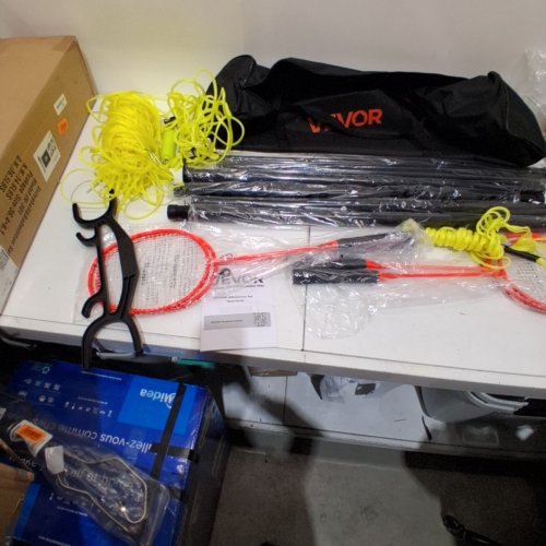 VEVOR PORTABLE OUTDOOR VOLLEYBALL AND BADMINTON SET - 32FT X 8FT -ORANGE/ BLACK (MODEL: JH-301) image 3