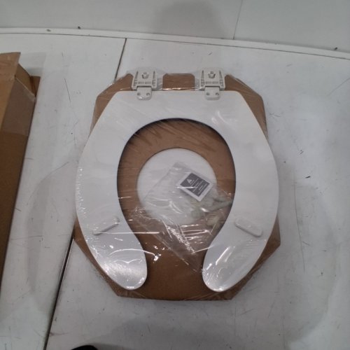 BEMIS OPEN FRONT ROUND TOILET SEAT, DURABLE ENAMELED WOOD - 16.5" , WHITE (MODEL: 550TTT 000) image 3