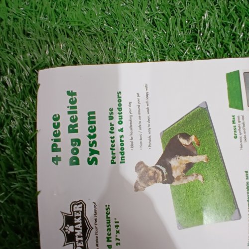 4PC PETMAKER INDOOR OUTDOOR DOG RELIEF SYSTEM - 27" X 41" - GREEN AND BLACK image 2