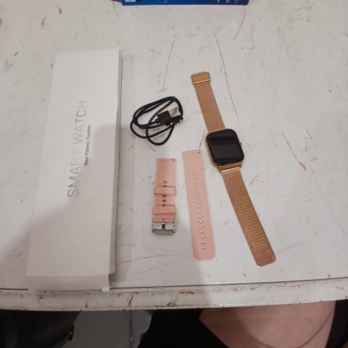 SMART WATCH FITNESS TRACKER BRACELET WITH INTERCHANGEABLE BANDS - 1.85" - PINK, GOLD (MODEL: P125) image 3