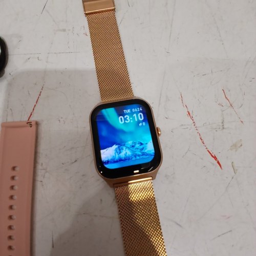 SMART WATCH FITNESS TRACKER BRACELET WITH INTERCHANGEABLE BANDS - 1.85" - PINK, GOLD (MODEL: P125) image 4