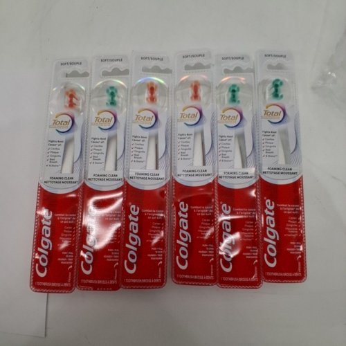 6 COLGATE SOFT TOTAL FOAMING CLEAN TOOTHBRUSHES - ASSORTED COLOURS image 2