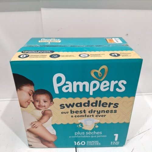 160PK PAMPERS SWADDLERS LEAKPROOF DISPOSABLE DIAPERS - SIZE 1 (8-14LBS) image 2