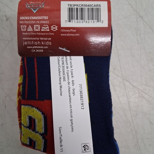 3PR KIDS JELLYFISH DISNEY PIXAR CARS KNIT SOCKS - SIZE 8-11 - MULTICOLOR (STYLE: TB3PKCR5040CARS) image 2