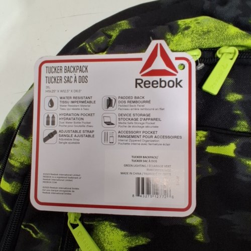 REEBOK CAMOUFLAGE TUCKER BACKPACK - 31 L - BLACK /GREEN image 2
