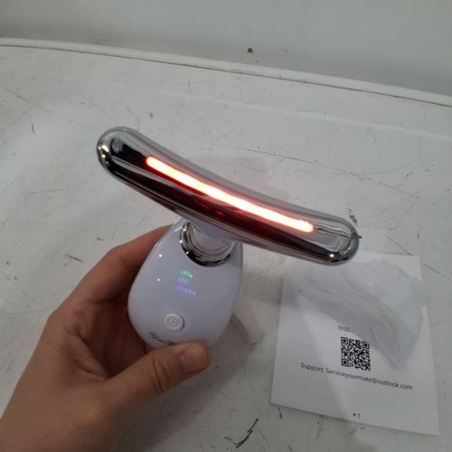 YOURMATE 3-IN-1 RED LIGHT THERAPY FACE AND NECK MASSAGER - WHITE/SILVER (MODEL: 111226/ES-1081) image 2