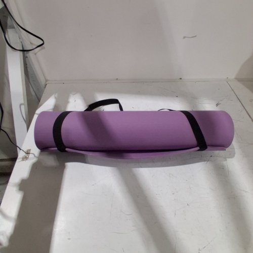 AMAZON BASICS TPE EXERCISE YOGA MAT WITH CARRYING STRAP - 74" X 24" - 1/4" THICK - PURPLE (MODEL: AMZ3) image 3