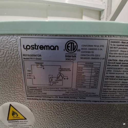 UPSTREMAN COMPACT MINI FRIDGE REFRIGERATOR - 1.7 CU. FT - 115V, 65W - GREEN (MODEL: FR17-GREEN) image 8