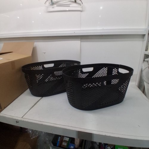 2PK MINDREADER VENTILATED LIGHTWEIGHT LAUNDRY BASKETS - 40L - BLACK image 2