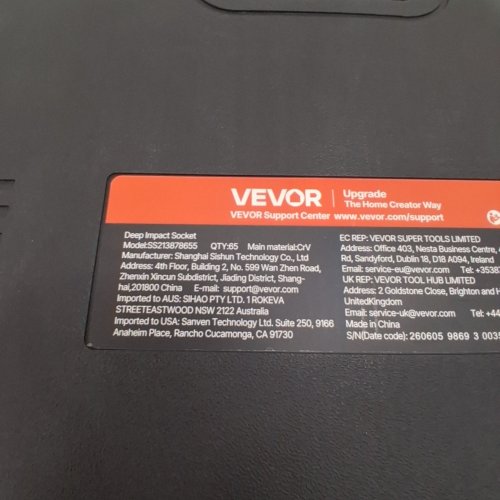 65PC VEVOR DEEP IMPACT SOCKET SET (MODEL: SS213878655) image 3