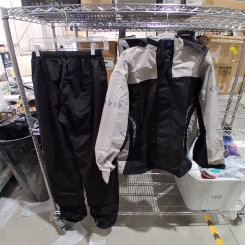 3PC KID'S SULAITE PACKABLE MOTERCYCLE RAIN SUIT WITH BAG - LARGE - GREY/BLACK image 2