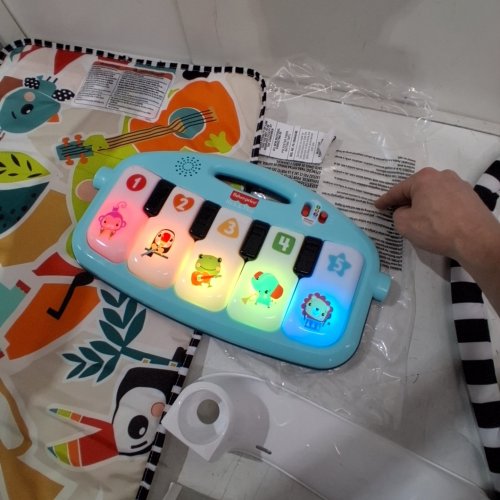 FISHER-PRICE 4-IN-1 BABY MUSICAL GLOW AND GROW KICK & PLAY PIANO GYM PLAYMAT WITH 2 RATTLE MARACAS FOR NEWBORNS - AGES 0+ MONTHS - BLUE (MODEL: HWD95) image 2