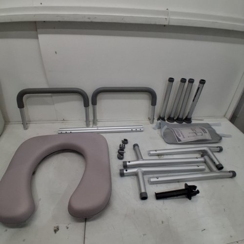HOMLAND ADJUSTABLE ALUMINUM SOFT CUSHION TOILET SEAT RISER - GREY/SILVER (MODEL: TRB10) image 2