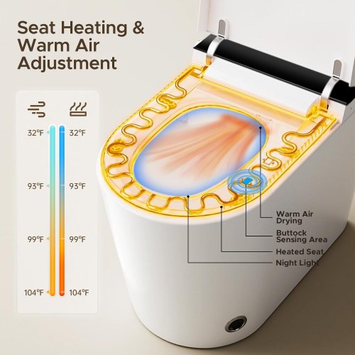 ORIGINBUTY ONE PIECE SMART TOILET WITH BIDET - ELONGATED - WHITE - (MODEL: 709) image 2