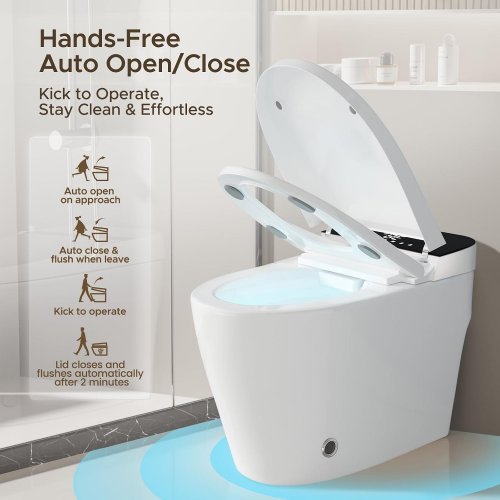 ORIGINBUTY ONE PIECE SMART TOILET WITH BIDET - ELONGATED - WHITE - (MODEL: 709) image 3