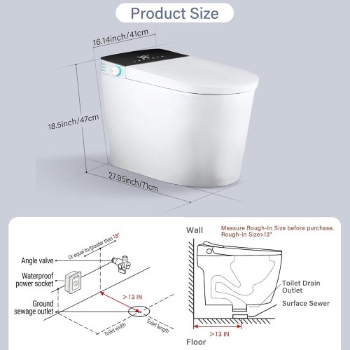 ORIGINBUTY ONE PIECE SMART TOILET WITH BIDET - ELONGATED - WHITE - (MODEL: 709) image 4