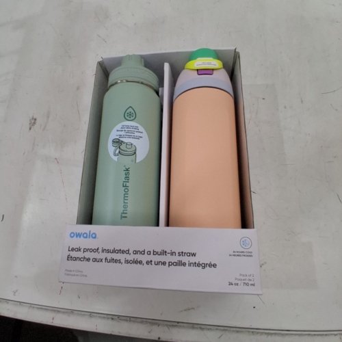 2PK OWALA STAINLESS STEEL WATER BOTTLES - 24OZ - PINK/GREEN (MODEL: 1965314) image 4