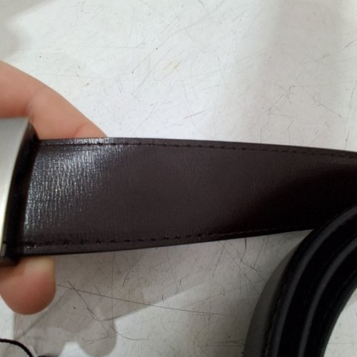 MEN'S CASUAL REVERSABLE LEATHER BELT - 49" - BLACK/COFFEE BROWN image 4
