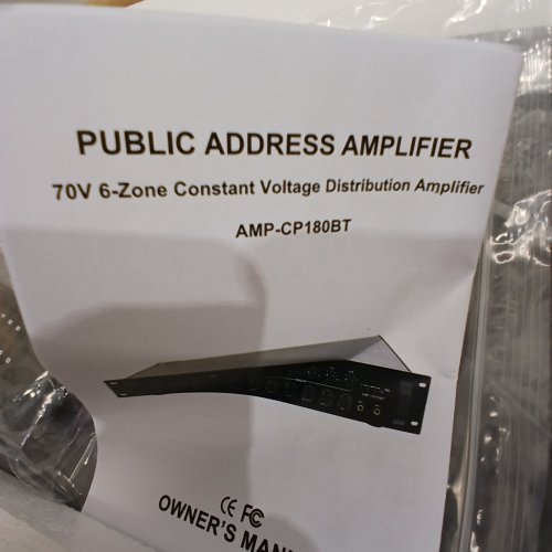 STUDIOFINIX 70V COMMERCIAL PUBLIC ADDRESS AMPLIFIER 180W 6‑ZONE, BLUETOOTH/USB/SD/RCA/MIC/FM/OPTICAL INPUTS FOR RESTAURANTS, OFFICES, 2U RACK MOUNT - BLACK (MODEL: AMP-CP180BT) image 4