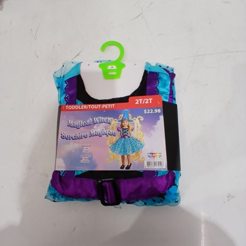 2PC TODDLER MAGICAL WITCH COSTUME DRESS AND HAT - 2T - BLUE/PURPLE image 2