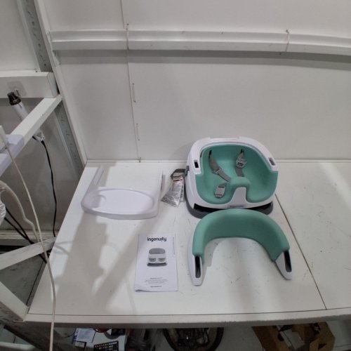 INGENUITY BABY BASE 2-IN-1 BOOSTER FEEDING & FLOOR SEAT WITH SELF-STORING TRAY - 33LBS CAPACITY - MIST GREEN/WHITE (MODEL: ‎16728-WW) image 2