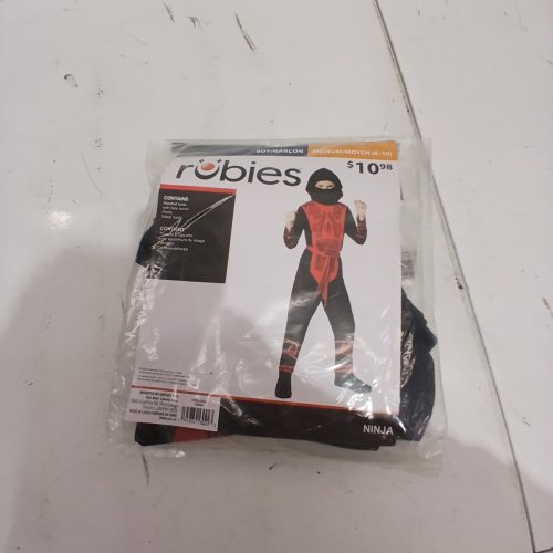 3PC BOYS RUBIES NINJA COSTUME - MEDIUM (8/10) - BLACK/RED (STYLE: 1000486) image 2