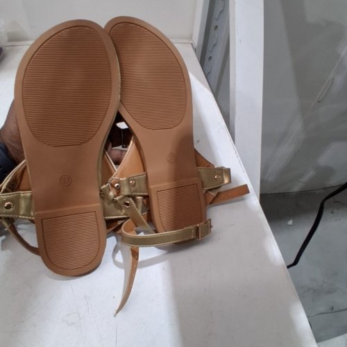WOMEN'S HEWUQI OPEN TOE ANKLE STRAP SANDALS - 6.5 - GOLD (MODEL: 38LGPWSSJHER) image 3